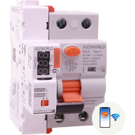 RCCB Interruttore Differenziale Puro WIFI Con Riarmo Automatico Tipo F 1P+N 3M 6000A 300mA AC 230V IP20 IEC61008-1 GYL9, Disponibili 16A 25A 32A 40A 63A (16A) (1/3)