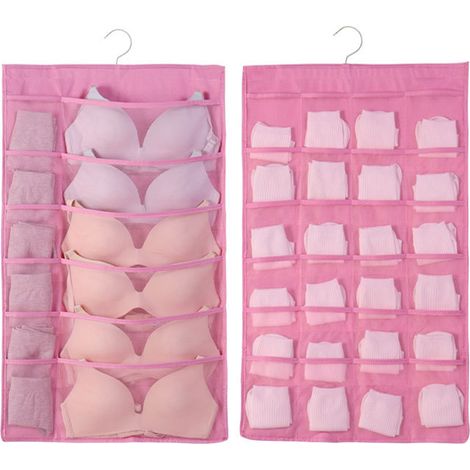 Organisateur suspendu double face pour sous-vêtements, penderie, cintre rotatif, sac de rangement pour soutiens-gorge, sous-vêtements, bijoux, cravates et cosmétiques (1/5)