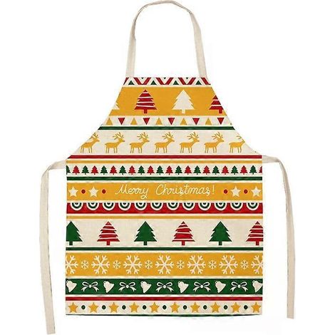 Ensemble de 2 tabliers de ménage en coton et lin à carreaux de Noël, 47 x 38 cm, WQ-001320