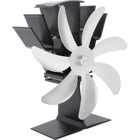 Ventilateur de poêle thermoélectrique 7 pales en alliage d'aluminium argenté pour poêle à bois et cheminée (1/5)