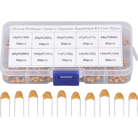 Lot de 300 condensateurs céramiques monolithiques, 10 pF-100 nF (1/5)