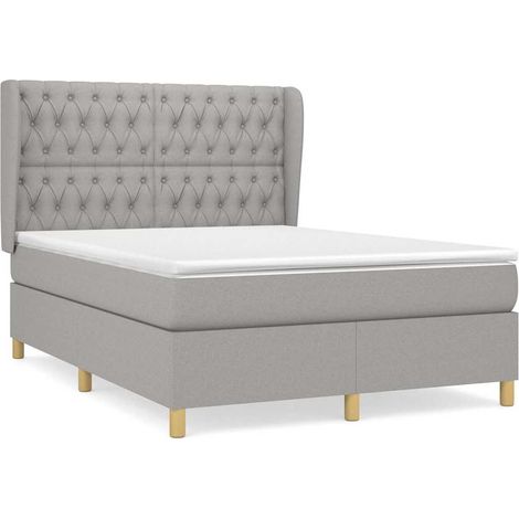 Maison Exclusive - Boxspringbett mit Matratze Hellgrau 140x190 cm (1/5)