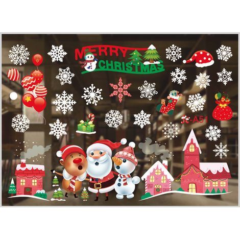 A-Noël Adesivi per Finestre, Adesivi Natalizi, Decorazione Fai-da-Te per Finestre, Adesivi Murali per Finestre, Adesivi Statici con Renne, Fiocchi di Neve e Babbo Natale (1/5)