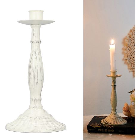 Bougeoirs en fer blanc style rétro, chandeliers décoratifs sur pied pour la décoration intérieure (1/5)