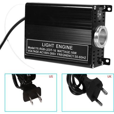 Kit Éclairage Plafond Fibre Optique LED RGBW 16W avec Moteur, Câbles et Télécommande, Prise UE, Décor Étoilé (1/5)