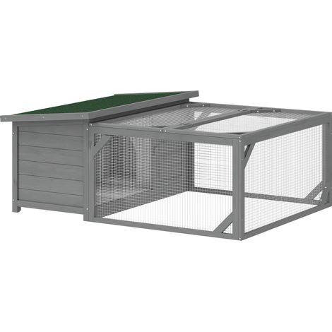 Rabbit Hutch with Bitumen Roof, Run, Doors, 125.5x100x49 cm