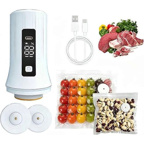 Scelleuse sous vide portable, compatible avec la conservation des aliments, scelleuse sous vide portable, scelleuse alimentaire sans fil rechargeable par USB, appareil de conservation des aliments. (1/5)