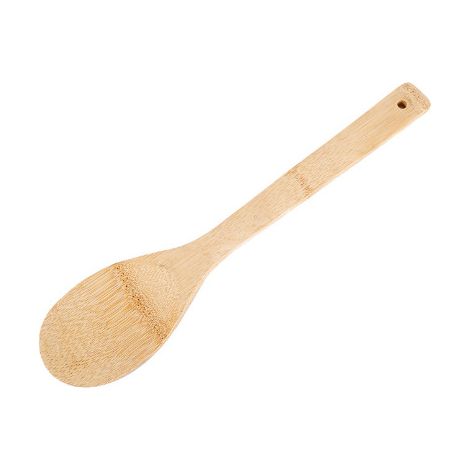 Espátula de cocina de madera antiadherente sin pintar con mango largo, espátula de bambú con logo (cuchara redonda de 30 x 6 cm), venta al por mayor en Amazon. (1/5)