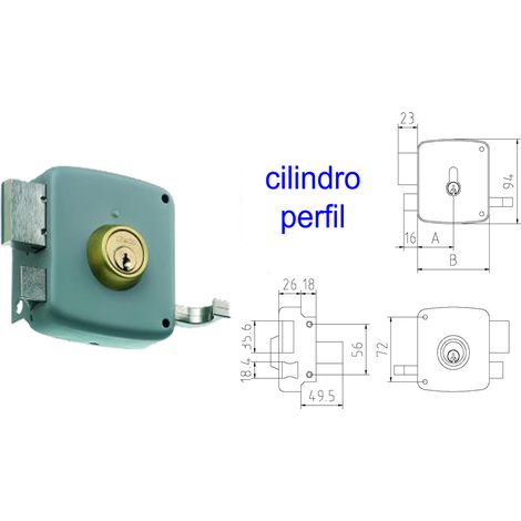 Serrure superposée MCM 2525P-100 profil de cylindre peint à droite
