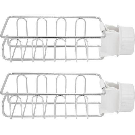 Organiseur Évier Acier Inoxydable - Support Robinet Cuisine Salle De Bain - Panier Egouttoir Savon Éponge - Installation Sans Outil - Diamètre 2-3cm - Lot De 2 (1/5)