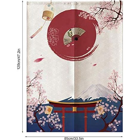 Rideau de Voie de Porte Noren Japonais, Porte de Style Japonais Demi-Rideau de Magasin de Cuisine Restaurant Rideau D¨coratif 85 120 Cm (1/3)