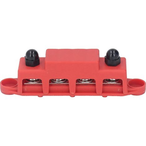 4-poliger Stromverteilerblock mit M10-Gewindebolzen für Pkw, Wohnmobile und Yachten, 48 V DC, 250 A, rot