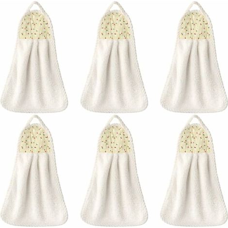 AMXCNOY 6er-Pack Hängehandtücher aus Korallenvlies, saugfähig, für Küche, Bad, Beige (1/4)