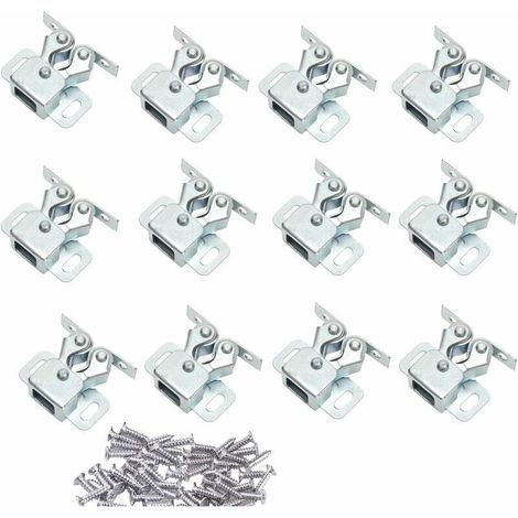ZVD Lot de 12 Loqueteau d'Armoire à Double Rouleaux Fermetures Loquets pour Portes Laiton Poli Fermoire pour Portes Ferme-Portes pour Portes Placards Tiroirs Armoire - Zingué (1/4)