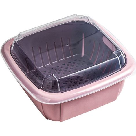 Colador de cocina plegable 2 en 1 para frutas y verduras, cesta de lavado multifuncional, caja para conservar alimentos, cesta para frutas y verduras con tapa. (1/5)