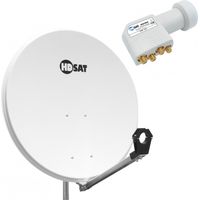 Pack HDSAT Parabole satellite acier 80cm + LNB Quad Universel 0,1dB