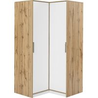 Armadio angolare 2 ante L106 cm Bianco e naturale chiaro - LAMIKI