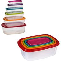Set 6 Pz Contenitori Ermetici Con Coperchio Per Conservare Alimenti Rettangolari