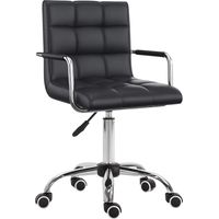 Vinsetto Mid Back PU Leather Home Office Chair Swivel Desk Chair with Arm, Wheel Black