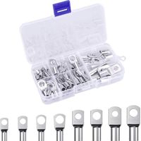 60 Pièces Bornes de Connecteurs en Cuivre Étamé, Boulon Trou Bornes, 8 Tailles Terminaux de Tuyaux en Cuivre Étamé à Haute Température pour Sertissage de Fils Életeur, Cosses de Câble