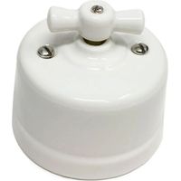 Interruptor Cruzamiento Vintage de Porcelana Blanca Superficie y Estilo Retro
