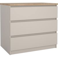 Dmora - Cassettiera Vistara, settimino multiuso con 3 cassetti, comò elegante per camera da letto, 77x50 h70 cm, Beige
