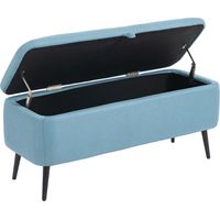 Banco almacenaje con tapa abatible patas acero azul claro 101x38.5x44.5 cm