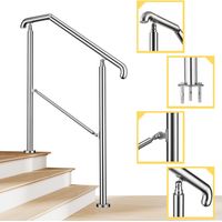 Garde-corps rampe escalier en inox 201 3 à 4 marches main courante 136x102.5cm pour jardin entrée reglable angle 0-60°