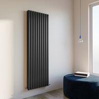 Acezanble 1800x590mm Double Black Vertical Oval Column Central Heating Designer Radiator