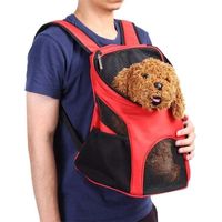 - Sac a Dos De Transport pour Chien Chat, Mains Libres Ventilation Réglable Sac à Double Bandoulière pour Porter Chien Chat Chinot Chaton Lapin Marcher Randonnée Voyager(Rouge,S)