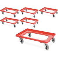 BRB Spar-Set, 6X Transportroller mit Flüsterrollen, für Behälter 600x400 mm oder 2X 400x300 mm (Rot)