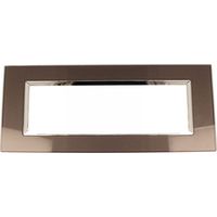 Placca Quadrata In Vetro Temperato MBL 7 Moduli/Posti Compatibile Bticino Living 3 Colori Disponibili (Acciaio Scuro)