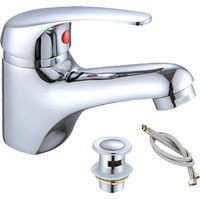 Bathroom Basin Taps Mixer Mono Chrome Brass Single Hole with Pop up Waste