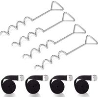 Set d'ancrage pour Trampoline, À Toute épreuve Trampoline kit d'ancrage, Kit d'ancrage au Sol avec 4 Sardines et Sangles