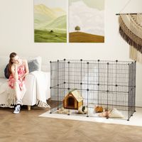 Enclos extérieur pour lapins, enclos pour petits animaux, enclos pour cochons d'Inde, enclos pour petits animaux en acier, enclos grillagé avec porte, intérieur, 120 x 60 x 80 cm, noir