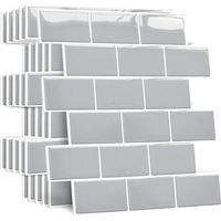 (gray)10 Pieces Thicker Adhesive Backsplash For Kitchen Bathroom, Fake Adhesive Wall Tiles White Kitchen Backsplash Adhesive, Waterproof Metro 3d