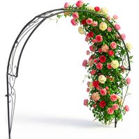 Relaxdays Rose Trellis Half-Arch, metal, HxWxD: 105 x 100 x 21 cm, wall-mounted for windows & doors, black