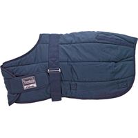 75 cm, Bleu marine: Housse pour poulains en tissu rembourré respirant de 250g avec fermeture à l'avant et sangle abdominale ajustable