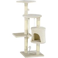 Rascador para gatos 116 cm árbol torre escalada postes sisal cueva plataformas juguetes colgantes beige