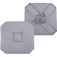 Homemaison – Galette de chaise 40x40 cm en polyester gris clair – Rembourrée pour confort – Système d'attache avec liens – Lavable à la main