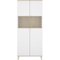 Küchenschrank 80x40x189 cm mattweiß und Natureiche mit vier Türen - Gubbio
