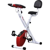 Vélo d'appartement pliable vélo de fitness vélo d'intérieur 8 niveaux de résistance magnétique avec dossier selle réglable écran LCD multifonction capteur fréquence cardiaque rouge