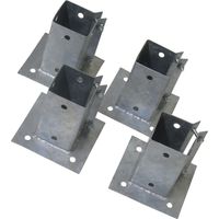 Bolt Down Fence Post Support 75MM Bolt Grip X4 (Galvanised Fencing Base Shoe Foot)