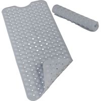 Relaxdays Badewannenmatte, mit Saugnäpfen, PVC, Kinder & Erwachsene, BxT: 97 x 39 cm, rutschfeste Wannenmatte, grau