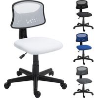 Silla de Oficina sin Brazos Silla de Escritorio Giratoria con Respaldo de Malla Transpirable Altura Ajustable Blanco