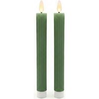 Relaxdays Velas LED, set de 2, Al x Ø: 25 x 2 cm, llama parpadeante, cera real, con ranuras, sin llama, caqui