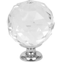 Domino Elegante Crystal Palace Möbelknopf 40mm in Chrom & Weiß