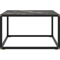 Table basse Table de salon Table de café Noir avec verre marbre noir 60x60x35 cm