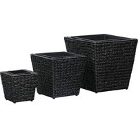 Fioriera rialzata per piante fiori e giardino 3 pezzi giacinto d'acqua nero 020001344