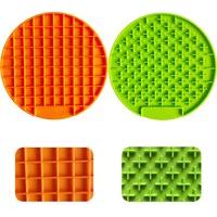Lot de 2 tapis à lécher pour chien, slow feeder, 20x20x0,75 cm, vert et orange –